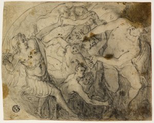 Studie for Saint Michael Casting Out Lucifer av Francesco Vanni