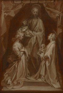 Studie for jomfru og barn med de hellige Cecilia og Agnes av Francesco Vanni