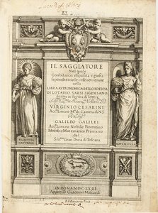 Frontispice av "The Assayer" av Galileo Galilei, 1623