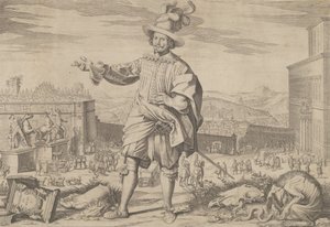 Portrett av Ioannes Altus Johann Alten, fra den sveitsiske garde, stående ved Quirinal og..., 1623.