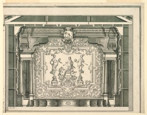 Tverrsnitt, Proscenium og gardin, Teatro Filarmonico, Verona av Francesco Zucchi