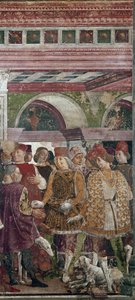 Allegori av april, detalj med Borso d'Este som belønner Scocola (1413-1471) detalj - freskomaleri av Francesco del Cossa (rundt 1436-rundt 1478) Ferrara (Ferrara) Palazzo Schifanoia, Hall of the Months av Francesco del Cossa