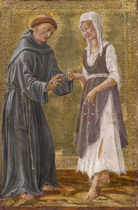 Den hellige utvekslingen mellom Saint Francis og Lady Poverty par Francesco di Giorgio Martini (1439-1501). Tempera på panel