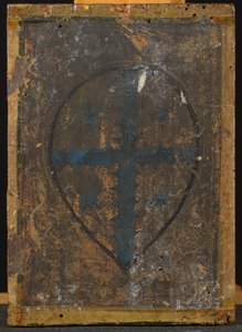 Verso of Annunciation Diptych med kors med stjerner omsluttet av en Mandorla av Francesco di Stefano Pesellino