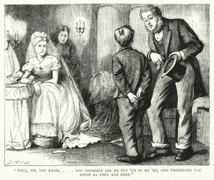Illustrasjon for store forventninger av Charles Dickens (gravering)
