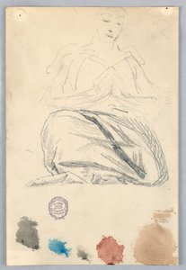 Skisse av draperi for sittende figur av Francis Augustus Lathrop