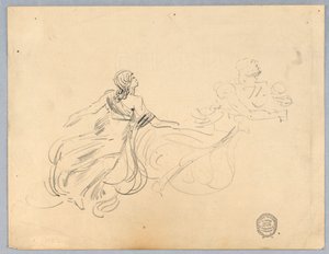 Skisse av to kvinnelige figurer av Francis Augustus Lathrop