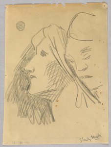 Skisse av to hoder av Francis Augustus Lathrop