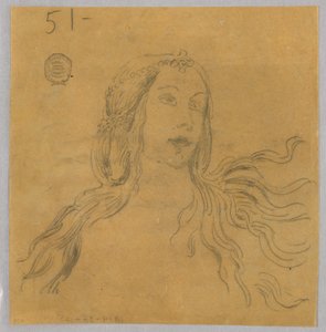 Skisse av kvinnens hode av Francis Augustus Lathrop