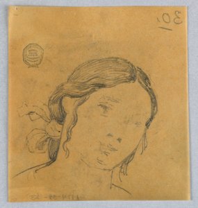 Skisse av kvinnens hode av Francis Augustus Lathrop