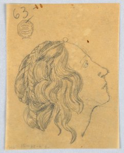 Skisse av kvinnens hode i profil av Francis Augustus Lathrop