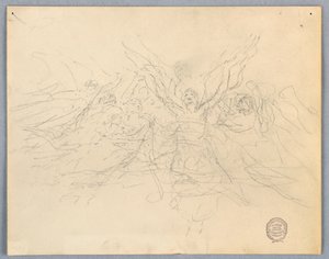 Skisse av tilbedende engler av Francis Augustus Lathrop