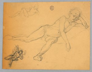 Skisse av en naken mann av Francis Augustus Lathrop