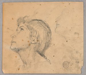 Skisse av et kvinnehode av Francis Augustus Lathrop