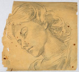 Skisse av et kvinnehode av Francis Augustus Lathrop