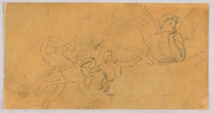 Skisse av en engel og Putti av Francis Augustus Lathrop