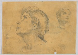 Skisser av to hoder av Francis Augustus Lathrop