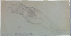 Studie for "Diana og hennes ledsagere blant konstellasjonene" av Francis Augustus Lathrop