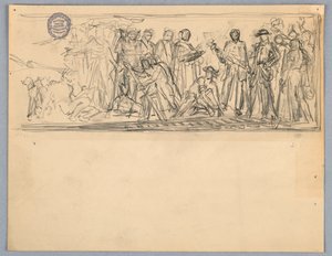 Studer for et veggmaleri eller panel av Francis Augustus Lathrop
