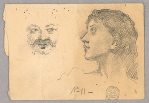 Kvinnehode og et ansikt av Francis Augustus Lathrop