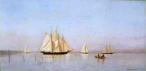 Haverstraw Bay on the Hudson (olje på lerret)