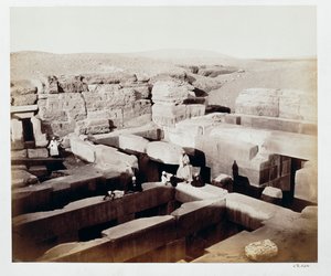 Et utgravd tempel ved foten av Sfinxen, Giza, Egypt, 4. mars 1862 av Francis Bedford