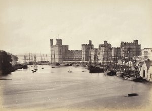 Carnarvon Castle og elvemunning (578) av Francis Bedford