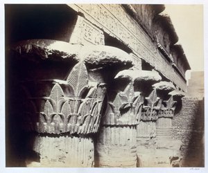 Hovedstedene i portikken, Temple of Khnum, Esna, Egypt, 1862