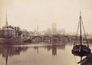 Worcester. Fra Severn, 1870-tallet. av Francis Bedford