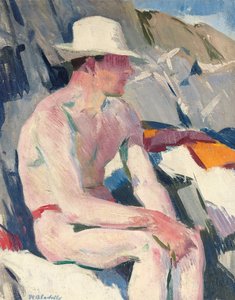 Bader i hvit lue (olje på panel) av Francis Campbell Boileau Cadell