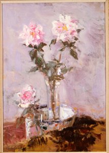 Rosa roser i en glassvase av Francis Campbell Boileau Cadell