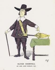 Oliver Cromwell, Rt Hon John Morley (farge litho) av Francis Carruthers Gould