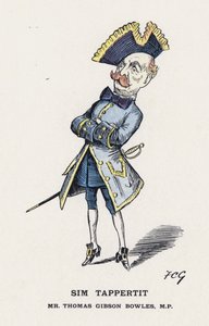 Sim Tappertit, Mr Thomas Gibson Bowles (farge litho) av Francis Carruthers Gould