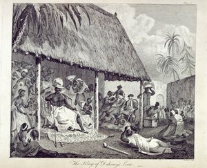 The King of Dahomy 's Levee, plate I fra 'The History of Dahomy, an inland Kingdom of Africa...', av Archibald Dalzel av Francis Chesham