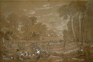 Studie for gullalderen (blyant og kritt på papir) av Francis Danby