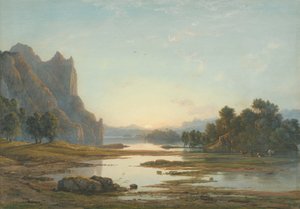 Solnedgang over et elvelandskap av Francis Danby