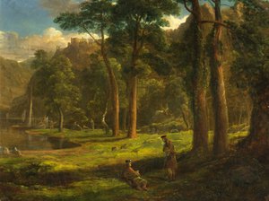 Warriors Reposing in a Mountain Glen, ca. 1824 (olje på papirmasse) av Francis Danby