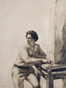 Portrett av Jacob Epstein (1880-1959) 1909 (tørrpunkt-etsing i mørkebrunt blekk)