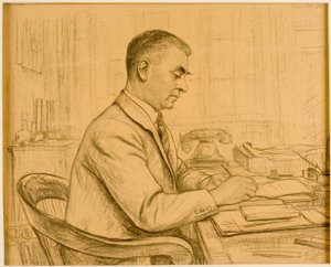 The Superintendent, Birtley (Leonard S. Flatman) (fargestift og blyant på buff-papir)