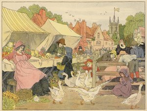 Bedfords butikkbok: Marked (fargelitografi) av Francis Donkin Bedford