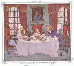 Han overbrakte feens budskap, fra The Magic Fishbone, utgivelsessted av Warne amp; Co, ca. 1940 (fargelitografi) av Francis Donkin Bedford