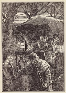 Illustrasjon til Sirissen på ildstedet av Charles Dickens (fargelitografi) av Francis Donkin Bedford
