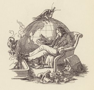 Illustrasjon til Sirissen på ildstedet av Charles Dickens (fargelitografi) av Francis Donkin Bedford