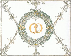 Innsideomslagsdesign, fra The Magic Fishbone, utgitt av Warne amp; Co, ca. 1940 (fargelitografi) av Francis Donkin Bedford