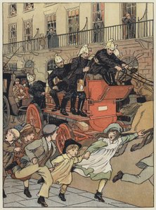 London: En brannbil (fargelitografi) av Francis Donkin Bedford