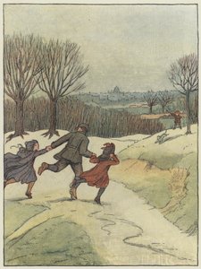 London: St. Paul#39;s fra Hampstead (fargelitografi) av Francis Donkin Bedford