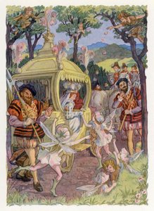 Merrie England: En kongelig pilegrimsreise (fargelitografi) av Francis Donkin Bedford