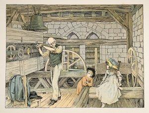 Klokkevinderen, fra Fire og tjue arbeidere, utgitt 1900 (fargelitografi) av Francis Donkin Bedford