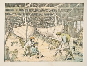 Skipsbyggeren, fra Fire og tjue arbeidere, utgitt 1900 (fargelitografi)