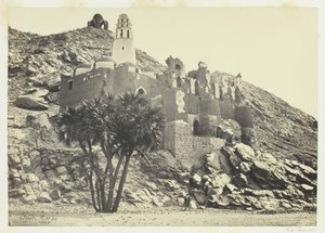 Doum Palm og den ødelagte moskeen, Philæ, 1857. av Francis Frith